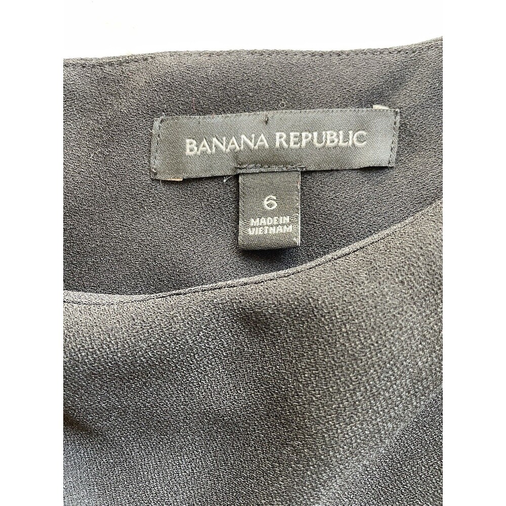 Banana Republic Dress sz 6 Black Long Sleeve Ruffle Classic Career Shift a28 - Picture 11 of 13